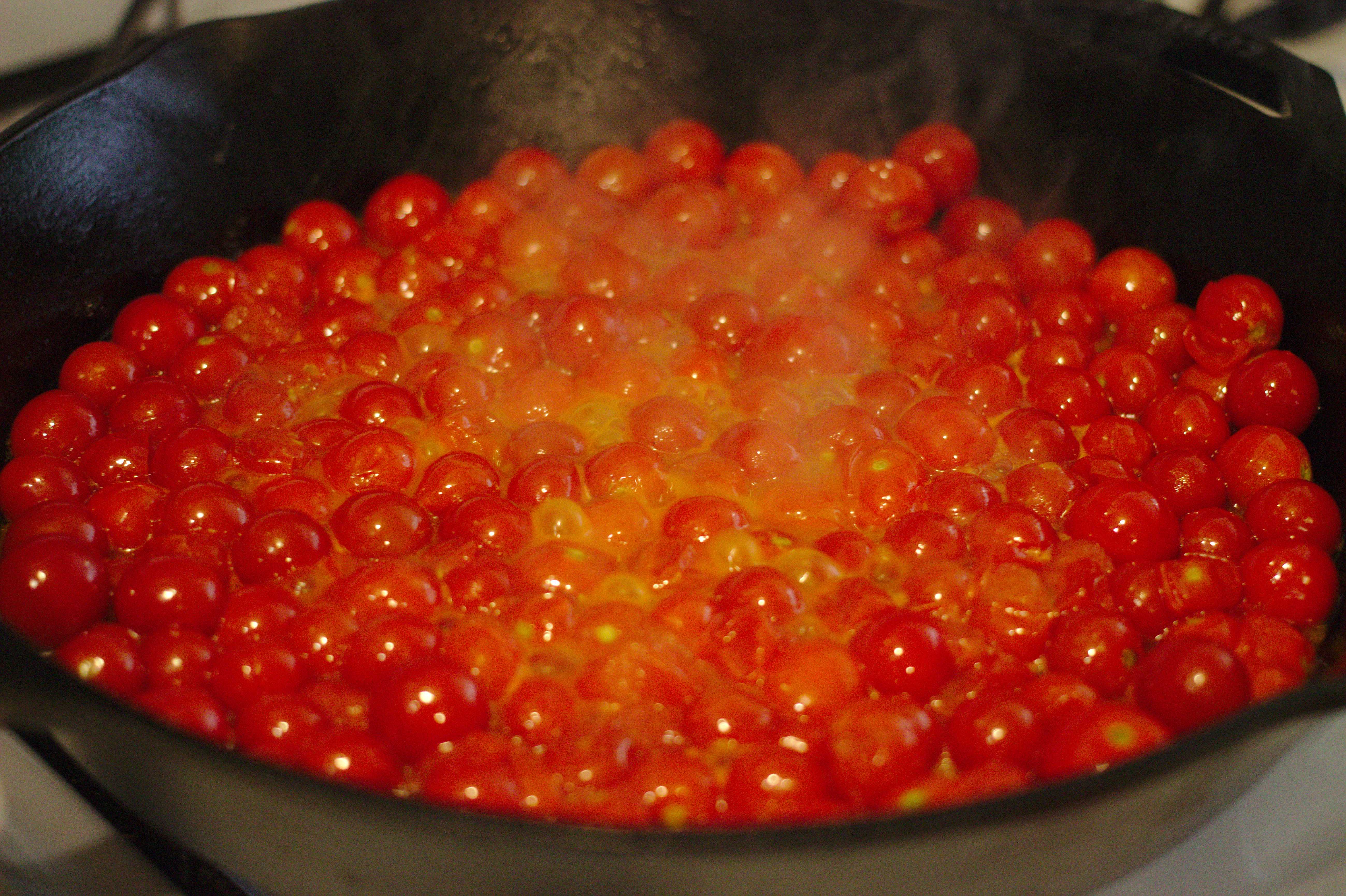 Tomatoes after about 5 minutes on heat.