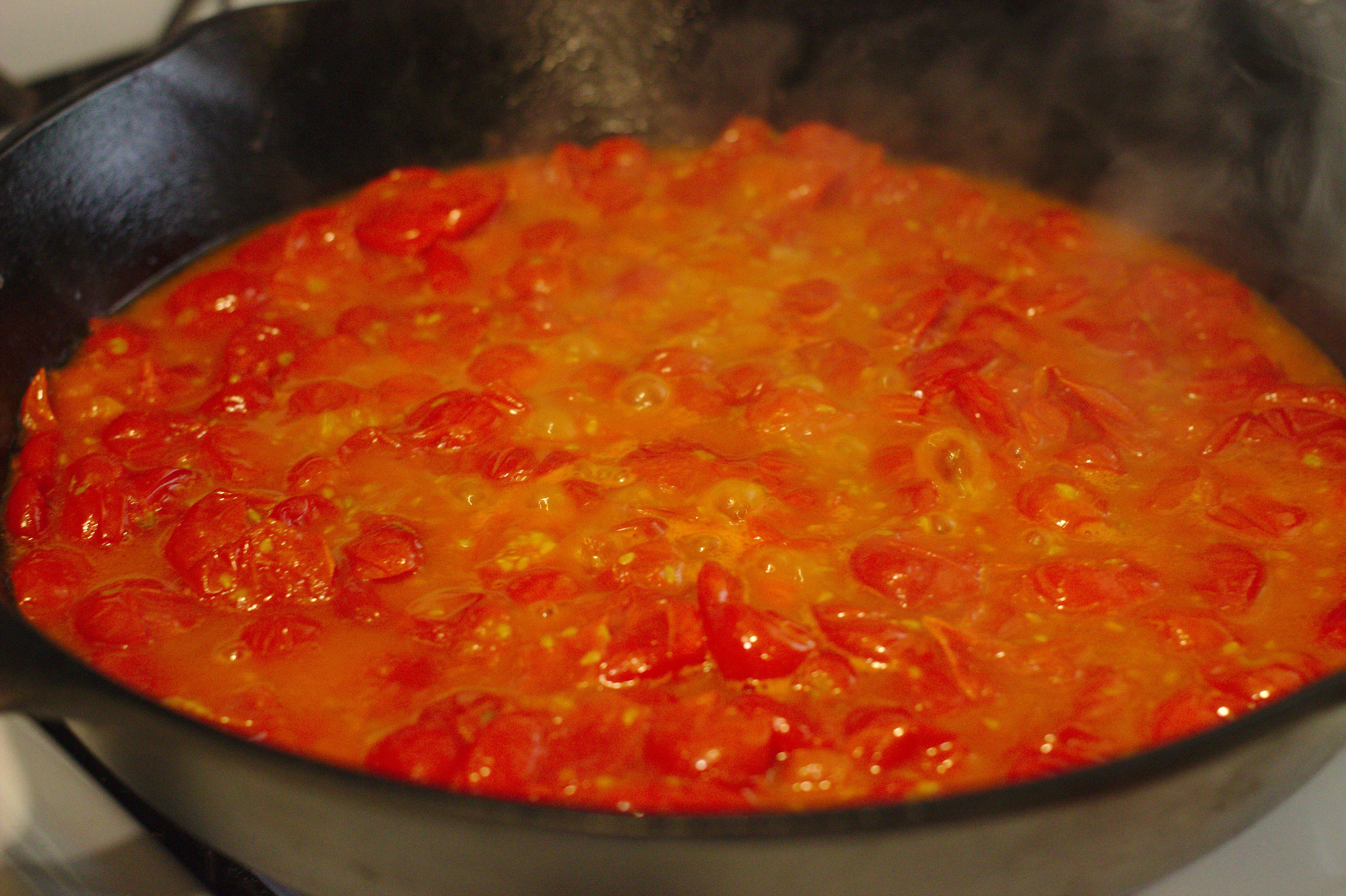 Tomatoes after about 10 minutes on heat.